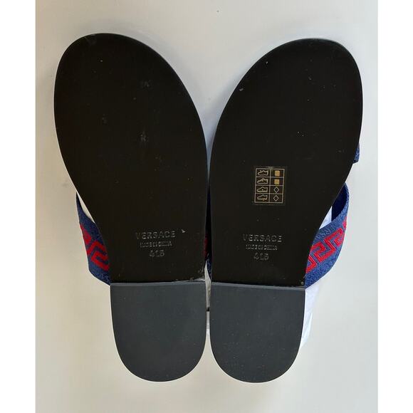 NIB Versace Greca Crisscross Blue/Red Slides Sandals 8.5 US (41.5 Euro) 1006273 - Picture 12 of 12